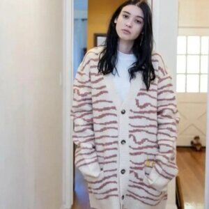 Drew house squiggle, cardigan, sketch, mascot, ivory mauve size xs